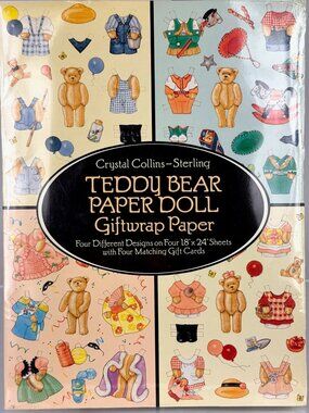 Sealed Vintage Teddy Bear Paper Doll Giftwrap Set by Crystal Collins-Sterling